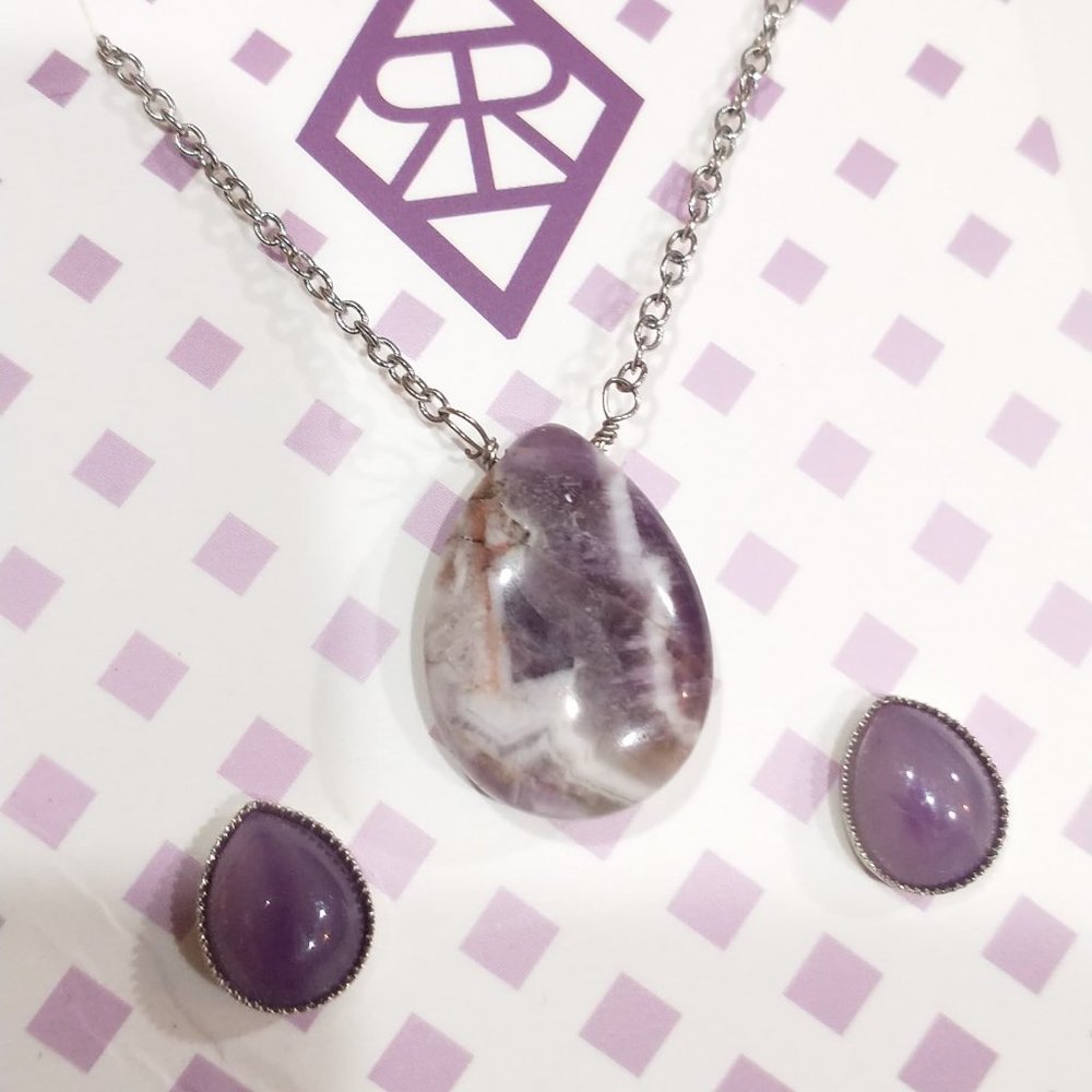 Amelia Rue amethyst drops necklace earring set
